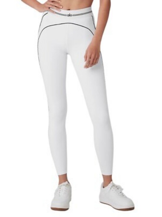 ALO Yoga Pants - ALO Yoga White Airbrush High-Waist Heart Throb Leggings
